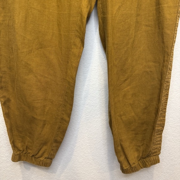 ATHLETA Cabo Jogger Women Size 16 Mustard Brown 100% Linen Drawstring Hiking - Picture 3 of 9